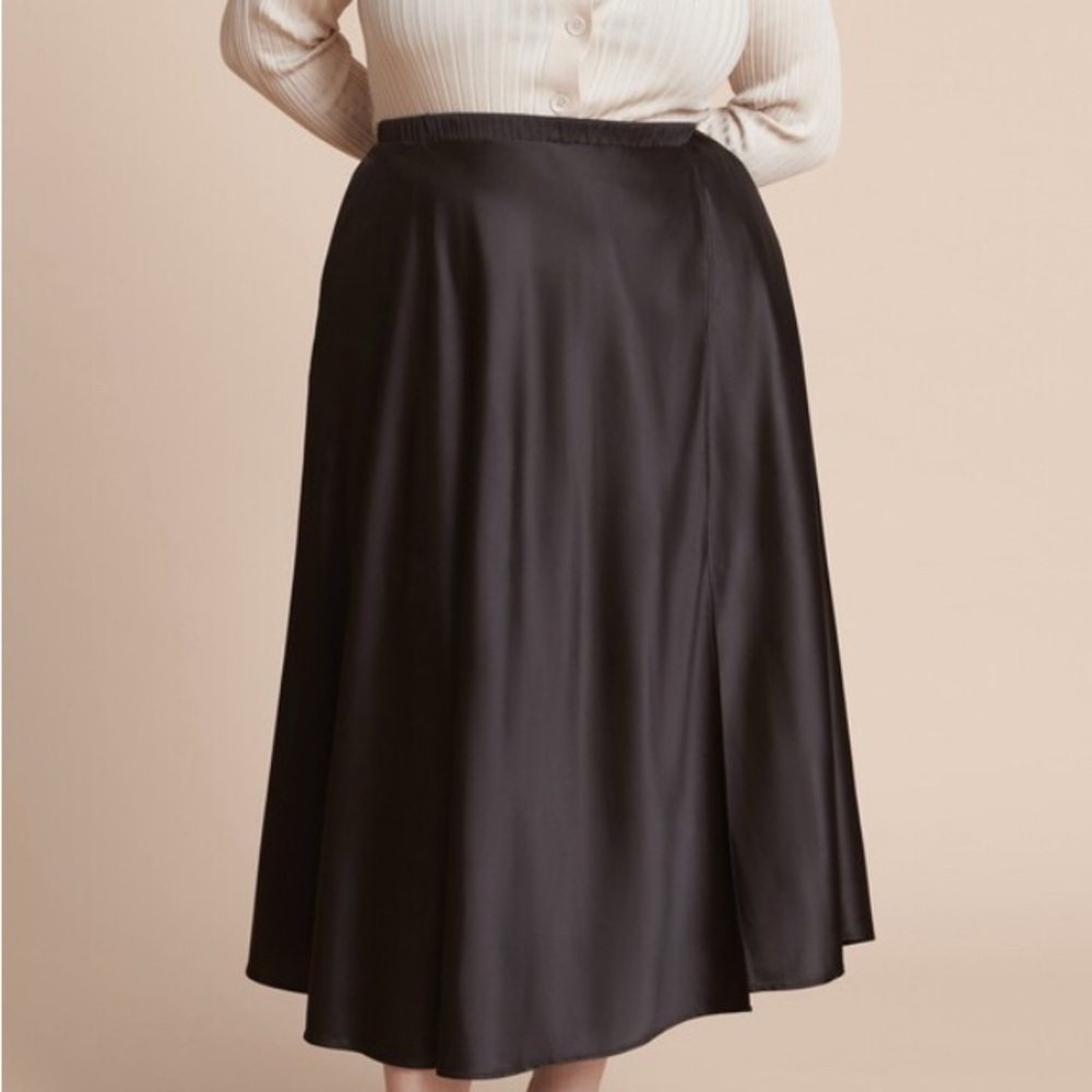 11 Honore Black Maxi Slip Skirt with Slit